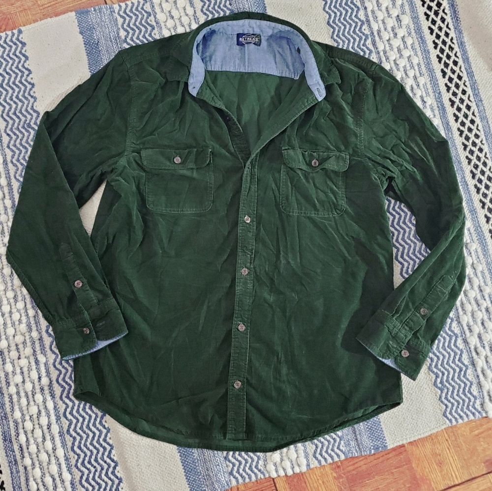 RETREAT Dark Green Lightweight Corduroy Shirt